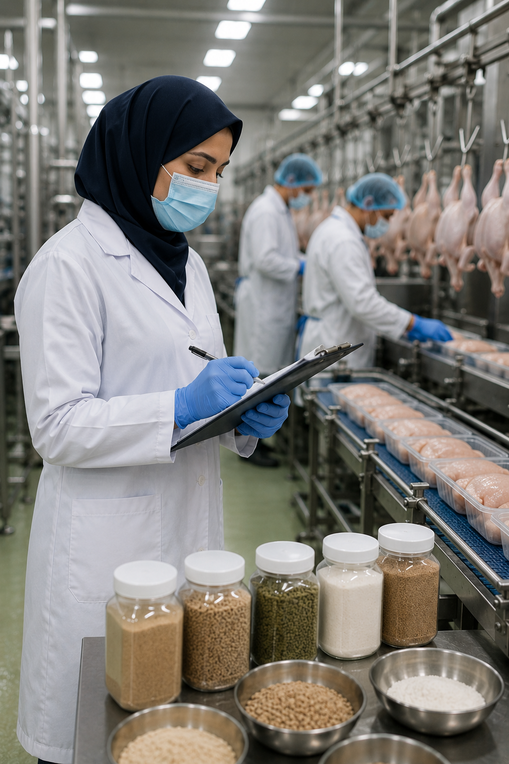 Poultry processing inspection in progress